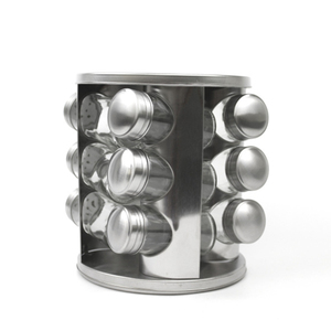 12 Jar Gia Vị Khô Lưu Trữ Gia Vị Container Thép Không Gỉ Vòng Quay Gia Vị Giá - Product Image 2