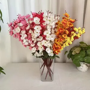 घर की सजावट के लिए कृत्रिम गुलाबी पीच ब्लॉसम फूल 9फोर्क्स रेशम फूल पीच चेरी फूल