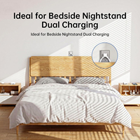 Station de charge intelligente PD 20W 40W avec 2 prises AC, 2 ports USB C, 2 ports USB A, prise US, chargeur multiport de bureau blanc