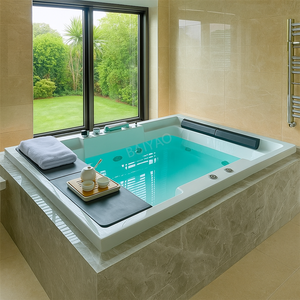 Bañera de Hidromasaje Portátil de Lujo <span class=keywords><strong>para</strong></span> 2 Personas, Diseño Rectangular Moderno, con Jets de Masaje Integrados <span class=keywords><strong>para</strong></span> <span class=keywords><strong>Parejas</strong></span> (Apta <span class=keywords><strong>para</strong></span> Apartamentos) - Product Image 1