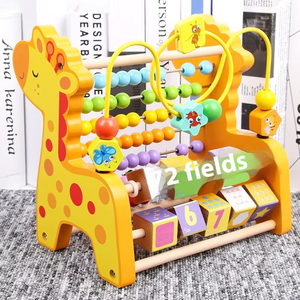 Support de construction en blocs de bois perlés, <span class=keywords><strong>jouet</strong></span> éducatif pour l'éveil et l'apprentissage précoce des garçons et des filles de <span class=keywords><strong>1</strong></span> <span class=keywords><strong>an</strong></span> - Product Image 6
