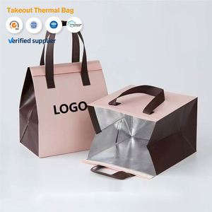Custom Logo Disposable Thermal Food Cooler Bags Nonwoven Alu Foil Insulated for Restaurant Coffee Dessert Takeout Takeaway Bags - Product Image 1