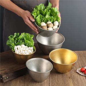 Stainless Steel Bowl Set For Food Service Dishwasher Safe 4 Piece Mixing Bowls With Gold And Silver Finish - Product Image 1