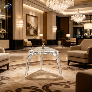 Mesa de Centro Triangular de Resina Transparente, Mueble de Sala de Estar Moderno y Contemporáneo, Diseño Decorativo - Product Image 2
