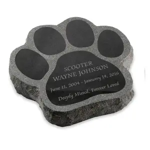 Pet mezar taşı kemik şekli oyma mezar taşı çim işaretleyici mezar taşı gri granit mezar taşı köpek anıtı için