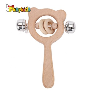2024 High Quality Wooden <strong>Baby</strong> Wrist <strong>Rattles</strong> with Customize W08K281 - Product Image 1
