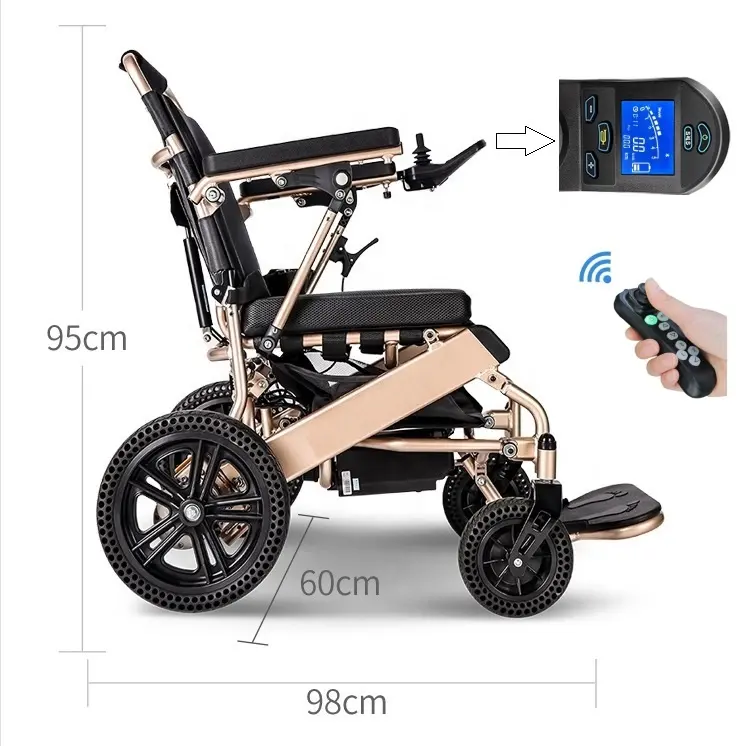 Fauteuil roulant orthopédiques sans fil bluetooth 601L, fauteuil roulant électrique, léger, avec télécommande LCD, pliable, motorisé, 510K, nouveauté