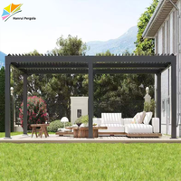 Pergola en aluminium à commande automatique avec éclairage LED pour terrasse, balcon, jardin, patio et cour arrière, structure d'ombrage extérieure