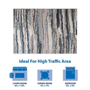 Alfombra de área tejida grande DB, diseño de rayas abstractas de acuarela, técnica Jacquard para decoraciones de sala de estar para pasillo rectangular - Product Image 3