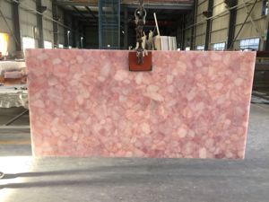 Paneles de Pared y Pisos de Cuarzo Rosa Natural, Losa de Cristal Rosa Pulido, Retroiluminado, Moderno, Ecológico e Impermeable - Product Image 5