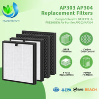 Filtre de remplacement HEPA H13 en forme de nid d'abeille pour le contrôle des odeurs domestiques, élimination de la poussière, de la fumée et du pollen, compatible avec les purificateurs d'air AP303 et AP304 (lot de 4)