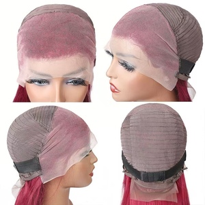 Perruque de <span class=keywords><strong>cheveux</strong></span> humains Remy bordeaux 99J avec dentelle transparente, pré-épilée, ondulée, pour femmes noires - Product Image 4