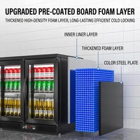 Réfrigérateur commercial vertical à double température 200L en acier inoxydable, 2 portes, R134a/R290, refroidissement par air, pour la présentation de bières