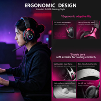 Casque de jeu Aikun GH820WR sans fil, double mode BT6.0/2.4Ghz/filaire, supra-auriculaire, rechargeable, batterie remplaçable par l'utilisateur, ANC