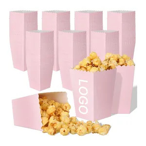 Precio al por mayor venta caliente Rosa papel Kraft plegable para llevar Cupcake palomitas francés frito cajas de embalaje de comida rápida