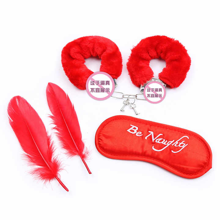 Ninghao Adults Flirting Eye Mask Plush Handcuffs Feather Couple  
