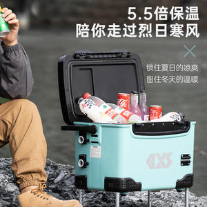กล่องเก็บความเย็นสำหรับตกปลา Gxs ขนาด 20-25 ลิตร แบบพกพาพร้อมล้อ สีฟ้า อเนกประสงค์ สำหรับเก็บอุปกรณ์ตกปลา - Product Image 4