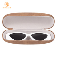 Étui à lunettes vintage en cuir PU texturé, boîte de rangement rigide ovale pour lunettes de soleil, vente en gros