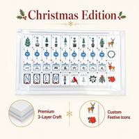 Tuiles de Mahjong de Noël sculptées en acrylique à trois couches, portables et modernes, pour divertissement familial et fêtes de fin d'année