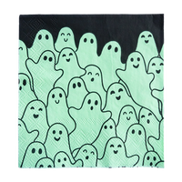 Serviettes imprimées Halloween 3 plis phosphorescentes avec logo personnalisé toile d'araignée fluorescente pour décoration de fête effrayante OEM ODM