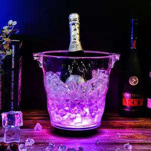 Aangepaste Champagne Ijsemmer Gemakkelijk Te Schoon Knipperende 4.5 Liter Ijsemmer Draagbare Wight Toepassing Led Emmers Ijs