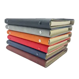 A5/B5 Office Meeting Pu Leather Loose-leaf Notebook Multifunctional Customized Tri-fold 6 Ring Binder Notebook