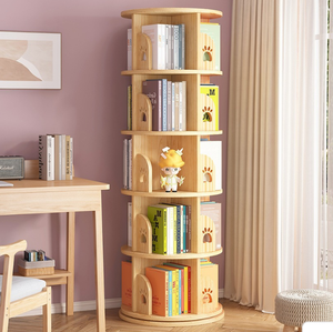 만화 고양이 발 모양 원목 선반 어린이 그림책 거실 수납 코너 책장 사무실 정리함 모던 빈티지 - Product Image 1