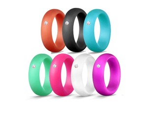 5.7mm <strong>Silicone</strong> Japanese Style Fashion <strong>Wedding</strong> Band <strong>Ring</strong> with Crystal Rhinestone for Women - Product Image 6