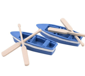 Màu xanh thuyền với hai mái chèo Nhà búp bê nhựa mô hình phụ kiện xuồng mái chèo trẻ em Búp bê đồ chơi cổ tích vườn vi cảnh quan - Product Image 2