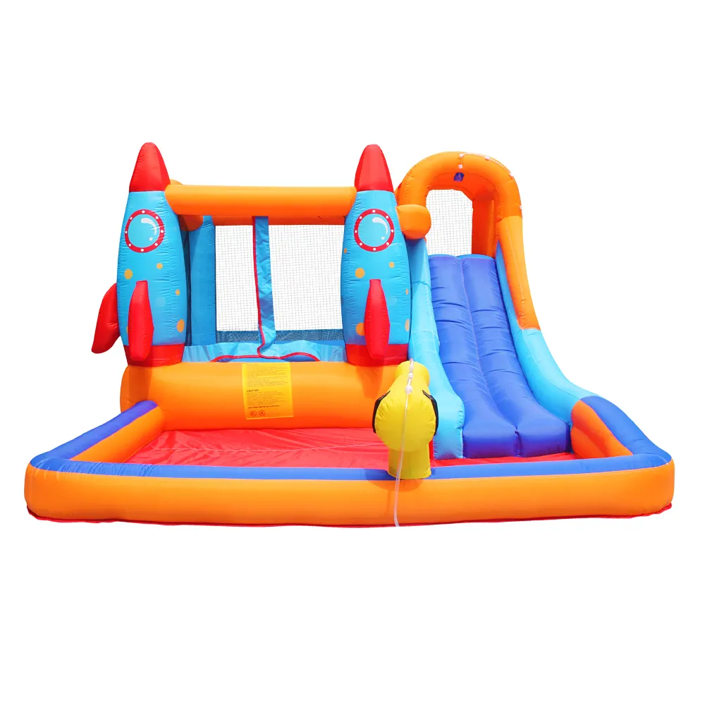 Manufacturer Combo Jumping Rocket ball pool inflatable bouncy castle water slide prices with slide
