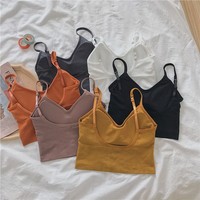 Camisole sexy respirante en nylon écologique pour femme, avec coussinets de poitrine intégrés, idéale pour l'e-commerce transfrontalier et comme sous-vêtement ou vêtement d'extérieur.