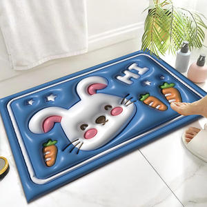 Tapis de bain 3D mignon de dessin animé 40x60cm, antidérapant, absorbant, rectangulaire, pour l'entrée de la salle de bain - Product Image 1