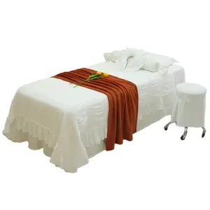 Ruffled bed skirt with split corners queen size (18 inch drop) platform dust ruffle gathered bedskirt