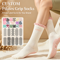 Chaussettes de yoga et de sport athlétiques personnalisées en coton de luxe pour femmes, antidérapantes, avec grip, pour le ballet et le Pilates