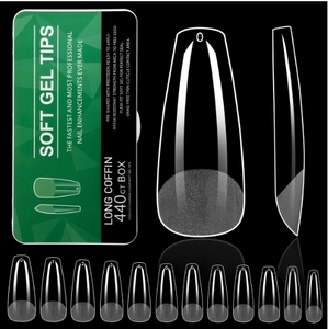 BIN Nueva serie corta sin costuras Las puntas <span class=keywords><strong>de</strong></span> gel suave incluyen nueve <span class=keywords><strong>tipos</strong></span> <span class=keywords><strong>de</strong></span> <span class=keywords><strong>uñas</strong></span>, 440 piezas/caja, dedo acrílico <span class=keywords><strong>de</strong></span> color transparente 100 - Product Image 3
