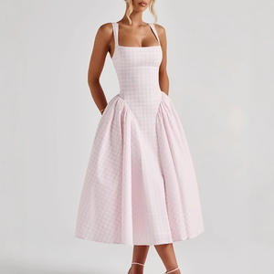 <span class=keywords><strong>Abito</strong></span> lungo da sera in stile francese <span class=keywords><strong>con</strong></span> spalline incrociate a collo quadrato dietro gonna a pieghe di media lunghezza in vita dell'impero - Product Image 2