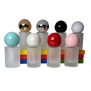 Flacons de parfum en verre dépoli 15 ml avec bouchon boule rouge et or, vides et rechargeables – Offre Spéciale - Product Image 1