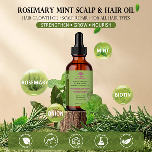 Olio Rinforzante per Capelli e Cuoio Capelluto al Rosmarino e Menta, Siero per la Crescita dei Capelli, Formula Botanica Naturale per Cuoio Capelluto Secco e Capelli Danneggiati - Product Image 1