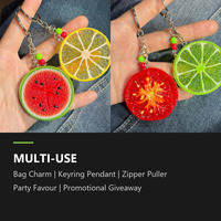 Gantungan Kunci Irisan Buah Resin 3D Simulasi Buah Liontin Gantungan Kunci Tetesan Minyak Grosir Gantungan Tas Hadiah Promosi