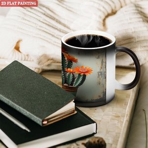Taza diaria <span class=keywords><strong>de</strong></span> cerámica con borde liso y redondo, 11 oz, negra esmerilada, con efecto mágico <span class=keywords><strong>de</strong></span> cambio <span class=keywords><strong>de</strong></span> color por calor, ideal para dropshipping. - Product Image 6