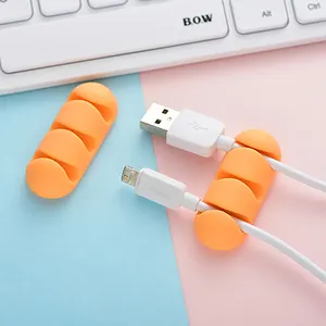 Hot 8 Colors 10 pcs Pack Silicone Cable Holder USB Cable Wire Management Organizer Clip