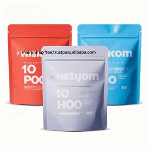 Custom Printed 3.5g Mylar <b>Bag</b> Small Resealable Ziplock PET Plastic Packaging White Blue Red Gold Edible Candy <b>Cookie</b> Smell Proof - Product Image 1