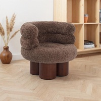 Fauteuil individuel moderne pour petit appartement, structure en bois de noyer, confortable, en laine, pour salon