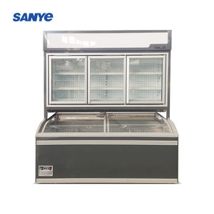 Vitrine Réfrigérée Commerciale Combinée <span class=keywords><strong>en</strong></span> Verre, Refroidissement par Air, Double Température, 3 Portes, Réfrigérateur Supérieur, <span class=keywords><strong>Congélateur</strong></span> Inférieur - Product Image 4