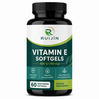 Gélules de Vitamine E 400 UI Antioxydant Immunité Soin de la Peau Protection Cellulaire Stress Oxydatif Supplément Marque Privée OEM 60 Unités