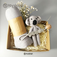 Cadeau de douche de bébé Koala jouet au crochet écologique pince-sucette en bois de hêtre hochets pour bébé ensemble d'emmaillotage en mousseline de dentition