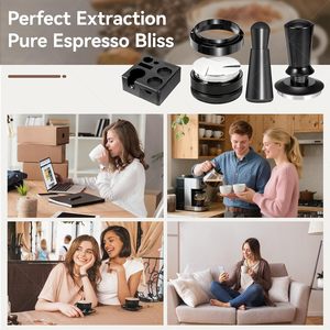 Kit d'accessoires pour <span class=keywords><strong>machine</strong></span> <span class=keywords><strong>à</strong></span> expresso 9 pièces avec tamper, outil WDT, distributeur, station de tamping et stylo <span class=keywords><strong>à</strong></span> latte art pour la maison et les cafés - Product Image 2