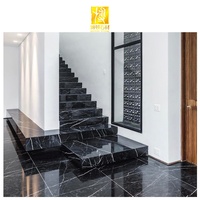 BOTON STONE Vente en gros de marches d'escalier en marbre noir naturel Marquina, design moderne personnalisé, garde-corps d'escalier