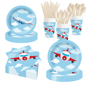 Ensemble d'assiettes en papier DAMAI personnalisées, ciel bleu, avion rouge, vaisselle jetable, fournitures de fête pour enfants, anniversaire de garçon - Product Image 2