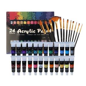 Juego de Pintura Acrílica de Alta Calidad, 24 Colores, Pigmentos Ricos, Pintura de Emulsión Acrílica con Pinceles para Pintar Lienzos y Telas - Product Image 1